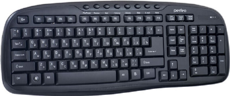 Клавиатура беспроводная Perfeo PF-5192/PF-5000 "ELLIPSE" USB Black 104 клавиши+8 дополнительных клав