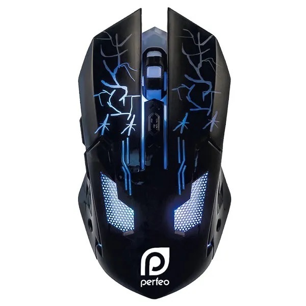 Мышь игровая Perfeo PF-5021/PF-1712-GM "QUEST" USB Optical (1200/ 1600/2400/3200 dpi), черный, 6 кно