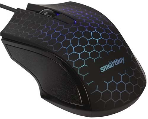 Мышь SmartBuy SBM-334-K ONE USB Optical (1000dpi) черная, 2 кнопки+кнопка-колесо многоцветная подсве
