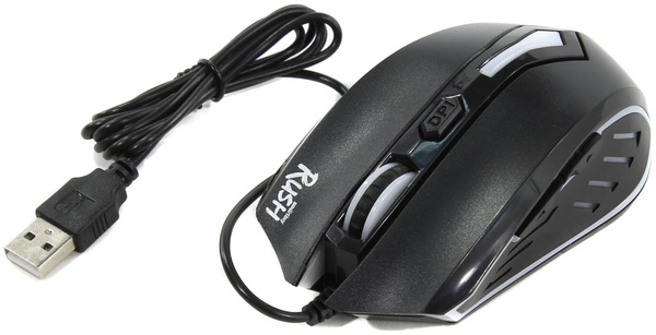 Мышь игровая SmartBuy SBM-712G-K RUSH USB Optical ( 800/1200/1600/2400 dpi) черная, 4 кнопки+колесо-