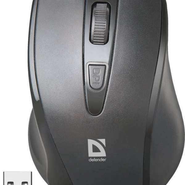 Мышь беспроводная Defender MM-265 "Datum" USB Laser (800/1200/1600dpi) черная, 3 кнопки+колесо-кнопк