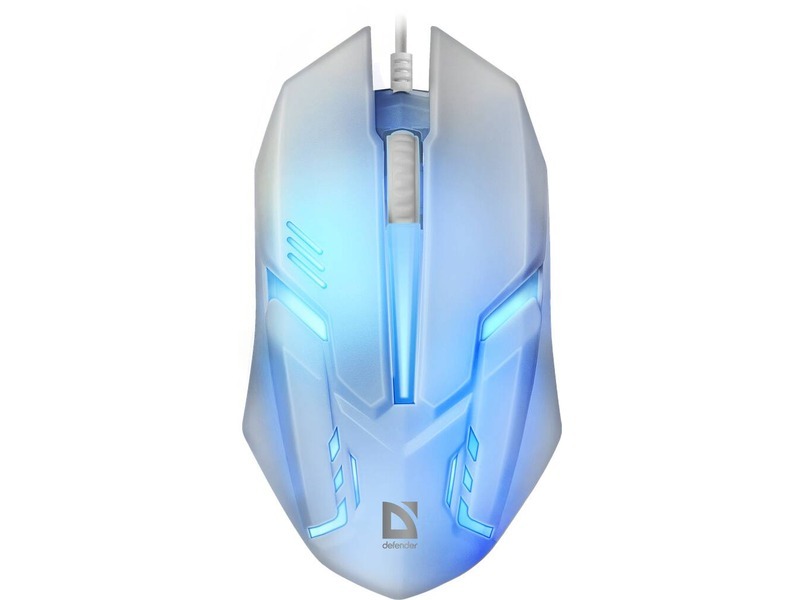Мышь Defender Cyber MB-560L USB Optical (1200 dpi) черная, 2 кнопки+кнопка-колесо, 7 цветов подсветк