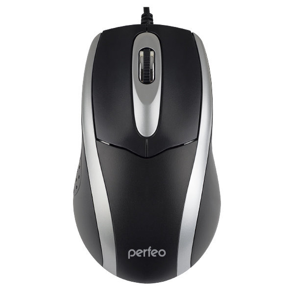 Мышь Perfeo PF-A4751 "TOUR" USB Optical (1000dpi) черно-серебристая, 2 кнопки+колесо-кнопка, коробка