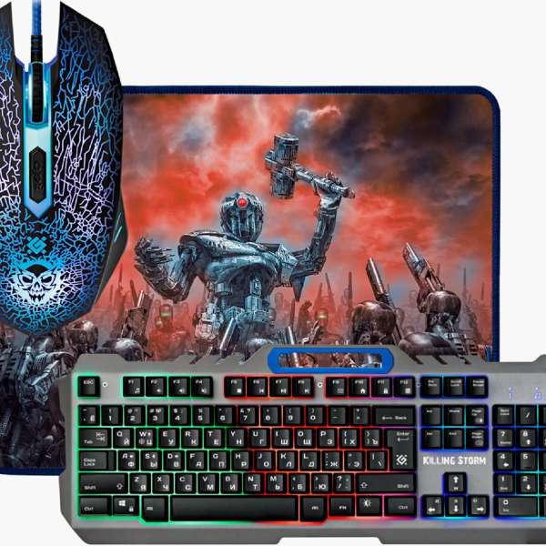 Игровой набор Defender "Killing Storm" MKP-013L RU мышь(800/1800/2400/3200 dpi)+клавиатура+ковер(360