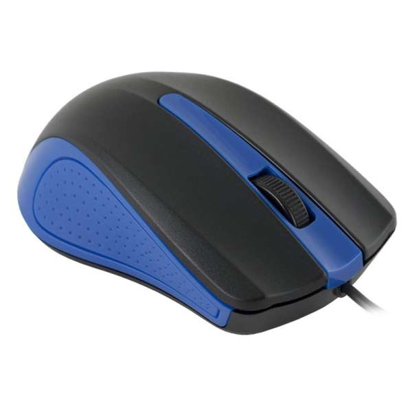 Мышь Oklick 225M USB Optical (1200 dpi) черно-синий 2 кнопки+кнопка-колесо, размеры 66x104x38мм, бли