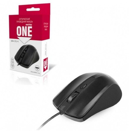 Мышь SmartBuy SBM-352-K ONE USB Optical (1000dpi) черная, 2 кнопки+кнопка-колесо, коробка