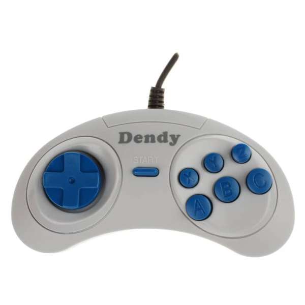 Геймпад Dendy 8-бит 04-JS 9 pin , форма Sega, серый, zip пакет