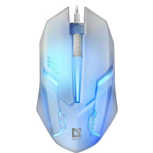 Мышь Defender Cyber MB-560L USB Optical (1200 dpi) белая, 2 кнопки+кнопка-колесо, 7 цветов подсветки