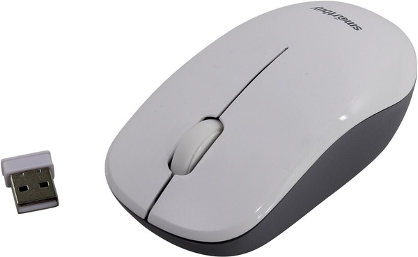 Мышь беспроводная SmartBuy SBM-370AG-WG USB Optical (1200 dpi) бело-серый 2 кнопки+колесо-кнопка, бл