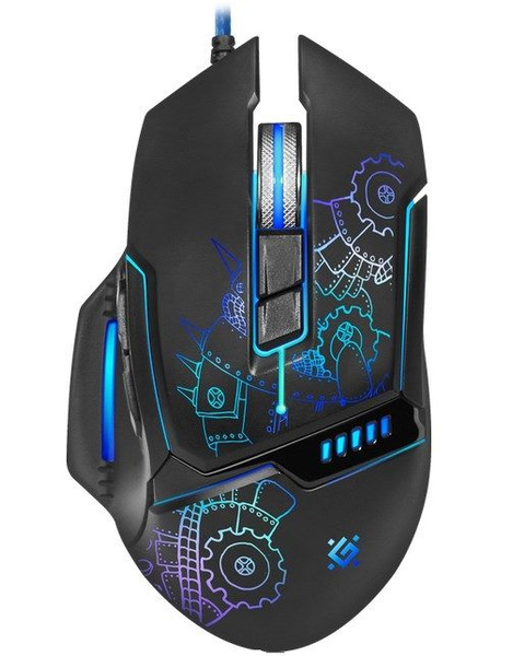 Мышь игровая Defender Kill em All GM-480L USB Optical (800/1800/2400/3200 dpi) черная, 8 кнопок+коле
