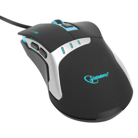 Мышь игровая Gembird MG-520 USB Optical (1000/1200/1600/3200 dpi) черная, 5 кнопок+колесо-кнопка ПО 