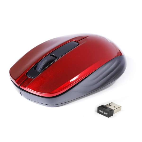 Мышь беспроводная SmartBuy SBM-332AG-R ONE USB Optical(100 dpi) красная, 2 кнопки+кнопка-колесо, бли