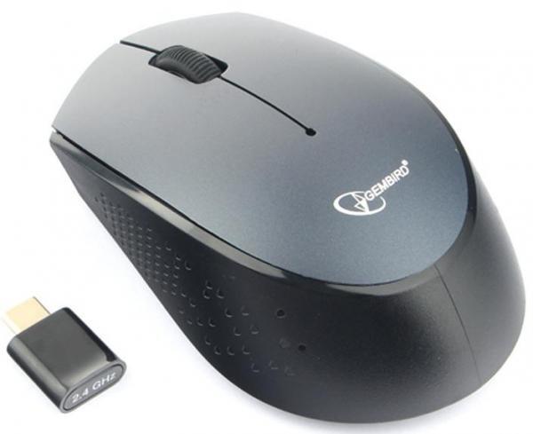 Мышь беспроводная Gembird MUSW-352 USB Type-C Optical (1000dpi) черный/темно синий 2 кнопки+кнопка-к