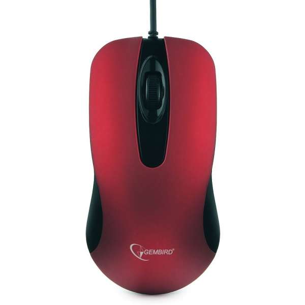 Мышь Gembird MOP-400-R USB Optical (1000 dpi) красная, 2 кнопки + колесо-кнопка покрытие корпуса Sof