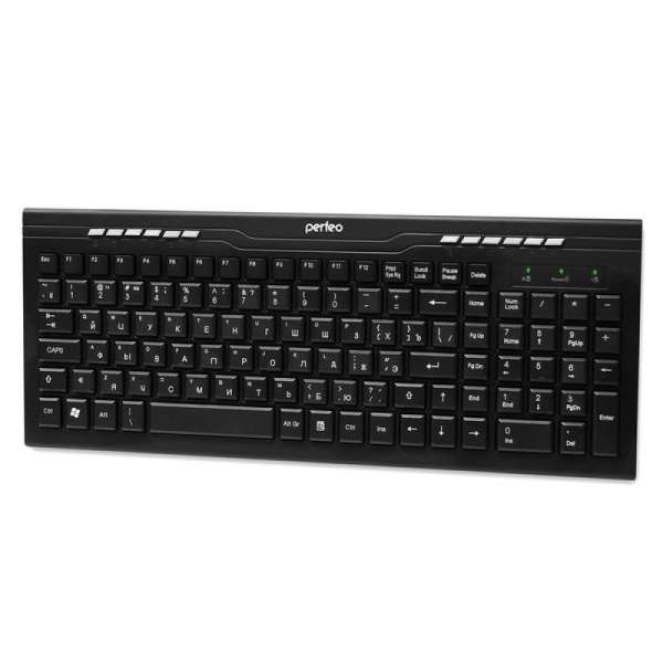 Клавиатура беспроводная Perfeo PF-8805/PF-4510 "MEDIUM" USB Black 104 клавиши+6 дополнительных клави