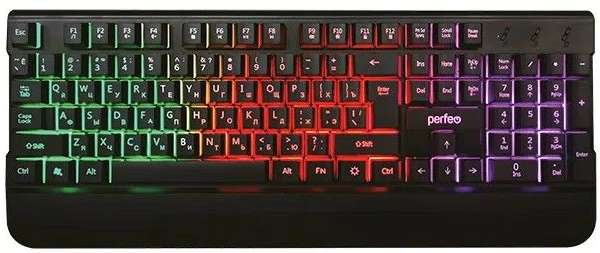 Клавиатура игровая Perfeo PF-B4892" WINNER" USB Black 104 клавиши, 3 цвета подсветки, игровой дизайн