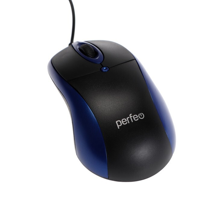 Мышь Perfeo PF-A4792 "ORION" USB Optical (1000dpi) черно-синяя, 2 кнопки+колесо-кнопка, коробка