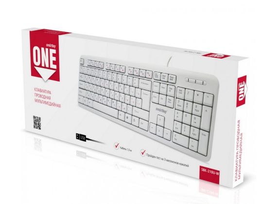 Клавиатура SmartBuy SBK-210U-W ONE USB White 104 клавиши + 12 дополнительных клавиш, красная русская