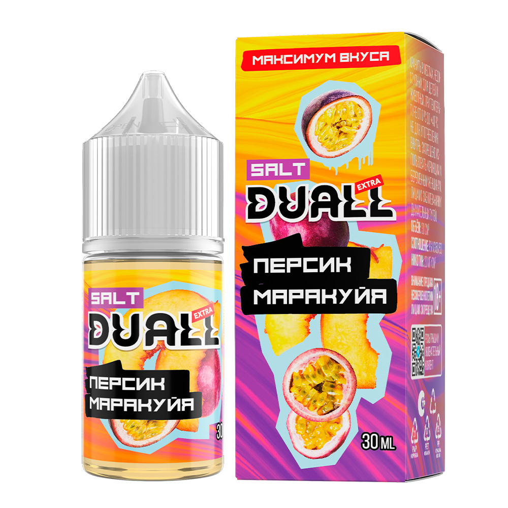 Жидкость DUALL Extra - Персик маракуйя 30мл 20мг HARD
