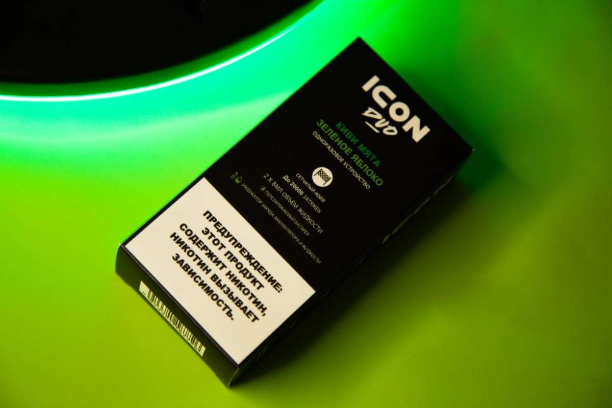 Электронная сигарета ICON DUO 20000 Киви мята/Зеленое яблоко