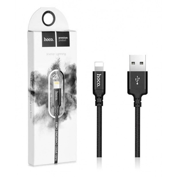 Кабель iPhone 5 HOCO длина 2.0м, коробка, черный (X14 Times speed)