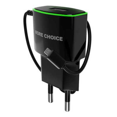 СЗУ More Choice NC40m 1хUSB, 1А, кабель MicroUSB, коробка, черный, зеленый