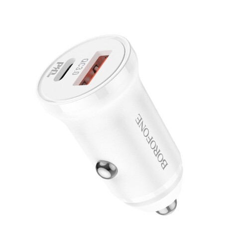 Автомобильное зарядное устройство Borofone BZ18A 12/24В 1хUSB+1xType-C, Выходной ток: USB-QC3.белый