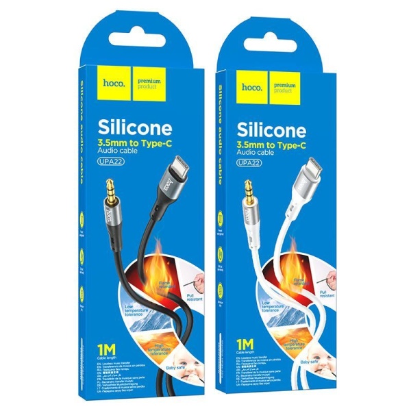 Кабель HOCO UPA22 iPhone 5 (Lightning 8 Pin) - Jack 3.5 (M), силикон, металл, 1м, черный