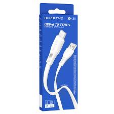 Кабель Type-C Borofone BX85 Auspicious длина 1м, ток до 3А, плоский, коробка, белый