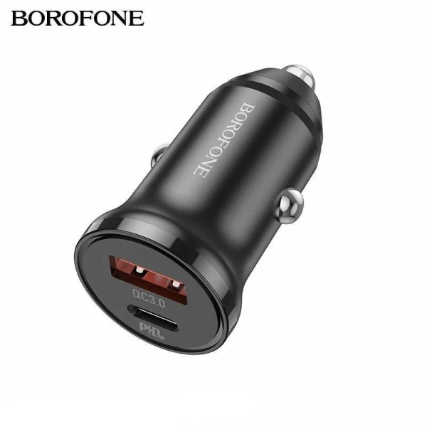 Автомобильное зарядное устройство Borofone BZ18 12/24В 1хUSB, Выходной ток: USB1-3,0A, QC 3.0, черны