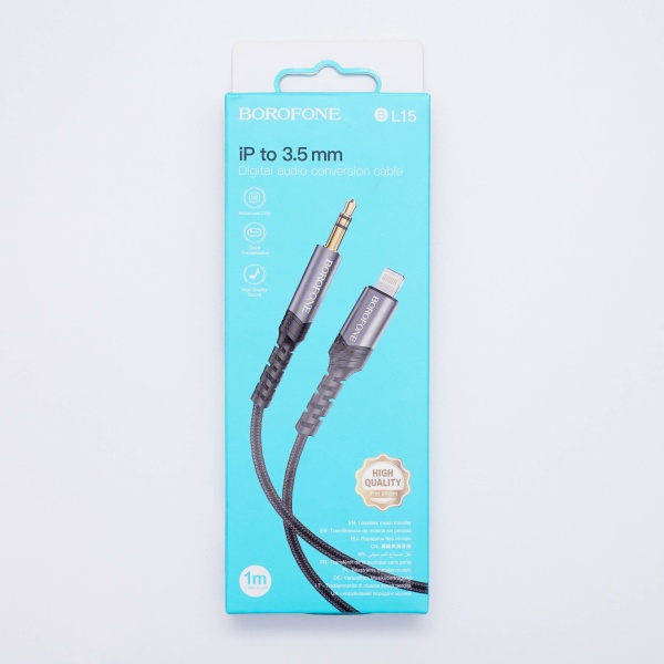 Кабель Borofone BL15 iPhone 5 (Lightning 8 Pin) - Jack 3.5 (M), серый