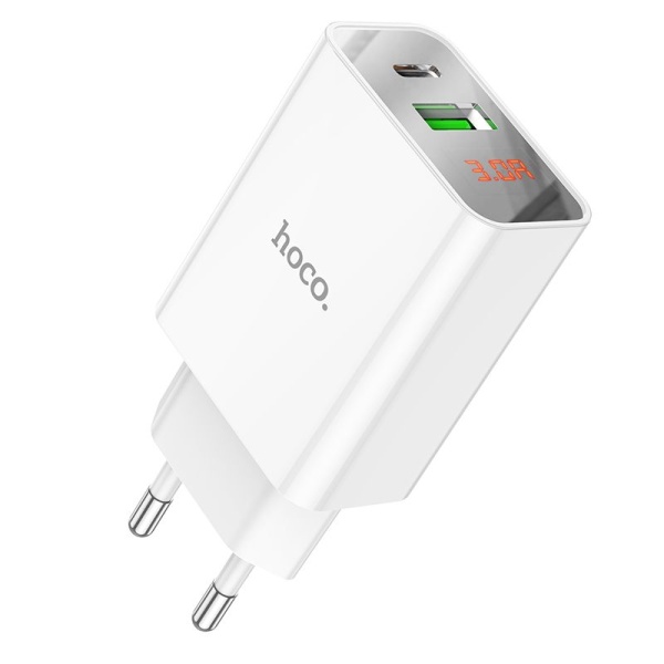 Зарядное устройство 1 USB, Type-C HOCO C100A, 20Вт, QC3.0, PD, цвет: белый