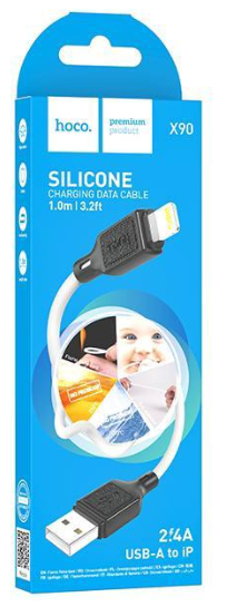 Кабель iPhone 5 HOCO X90 Cool, 1.0м, 2.4A, белый