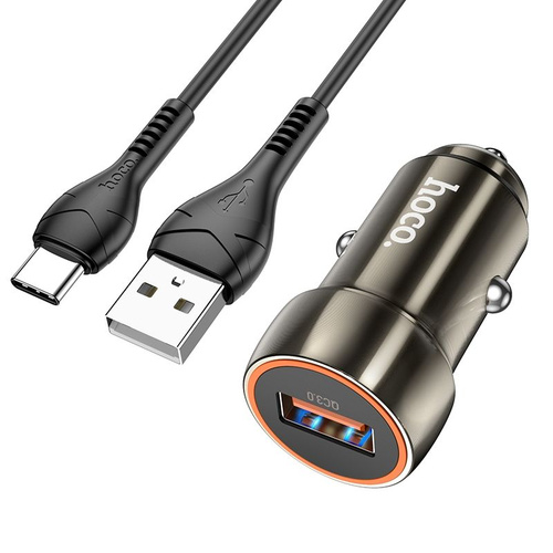 Автомобильное зарядное устройство HOCO Z46A 12/24В 1хUSB+1xType-C, Выходной ток: USB1-3A, Type-C-сер