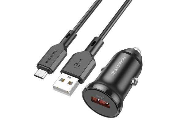 Автомобильное зарядное устройство Borofone BZ18 + кабель MicroUSB 12/24В 1хUSB, Выходной ток: USB1-3