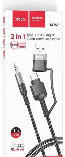 Кабель HOCO UPA23 Type-C - Jack 3.5 (M), нейлон, 1м, черный