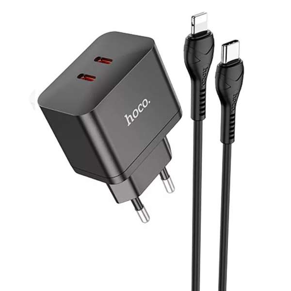 СЗУ HOCO N29, Triumph, 3000mA, 35Вт, QC3.0, PD3.0, кабель 8 pin - Type-C, чёрный