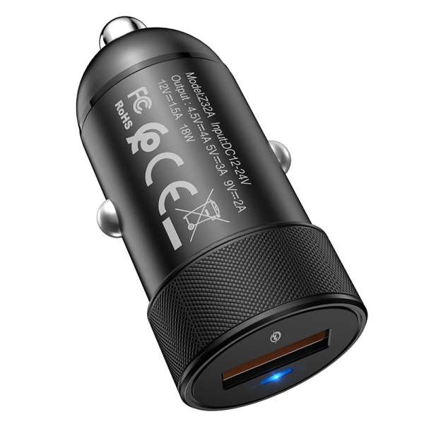 Автомобильное зарядное устройство HOCO Z32 12-24В 3.6V-6.5V/3A, 6.6-9V/2A, 9.1V-12V/1.5A, 18W. черны