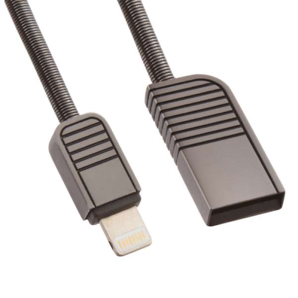 USB кабель WK Lion WDC-026i Lightning 8-pin, 2.4A, 1м, металл (черный)