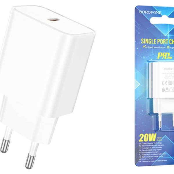 СЗУ Borofone BA71A Power 1хTYPE-C, 3А, PD20 блистер, белый
