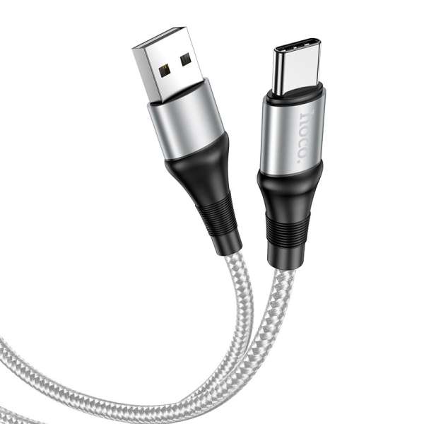 Кабель Type-C HOCO X50 Excellent длина 1м, ток до 3А, нейлон, металл, коробка, серый