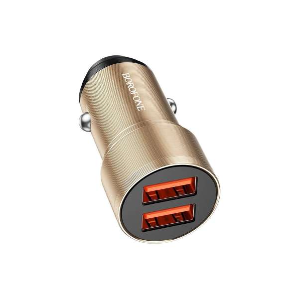 Автомобильное зарядное устройство Borofone BZ19 Wisdom 12/24В 2хUSB, Выходной ток: USB1-2,4A, золото