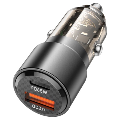 Автомобильное зарядное устройство Borofone BZ20A Smart 12/24В 1хUSB+1xType-C, Выходной ток: черный