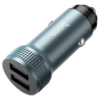 Автомобильное зарядное устройство HOCO Z49 12/24В 2хUSB, Выходной ток: USB1-2,4A, USB2-2,4A, серый