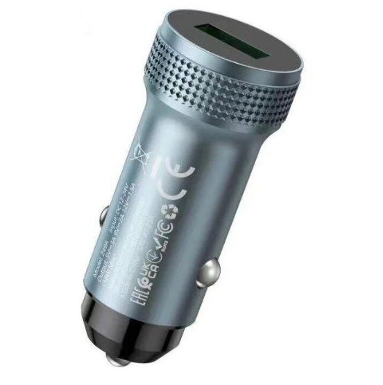 Автомобильное зарядное устройство HOCO Z49A + кабель MicroUSB 12-24В 3.6V-6.5V/3A, 6.6-9V/2A,серый