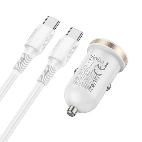 Автомобильное зарядное устройство Borofone BZ22 12/24В 1хUSB+1xType-C, Выходной ток: USB-QC белый