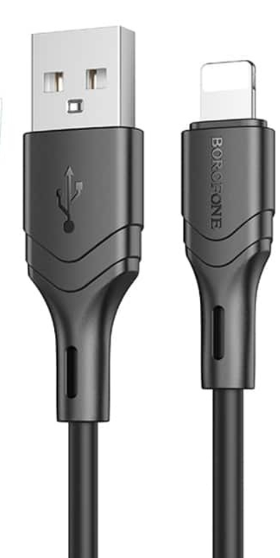 Кабель iPhone 5 Borofone BX99 Method длина 1м, ток до 2,4А, огнестойкий пищевой силикон, коробка, че