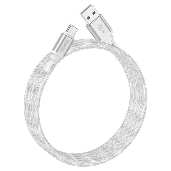 Кабель Type-C HOCO X98 Crystal ice длина 1м, ток до 3А, силикон, коробка, серебро