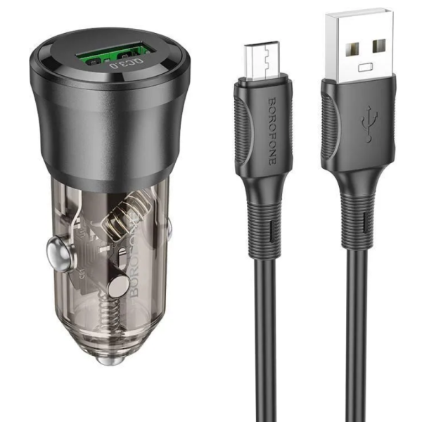 Автомобильное зарядное устройство Borofone BZ23 + кабель MicroUSB 12/24В 1хUSB, Выходной ток: USB1-3