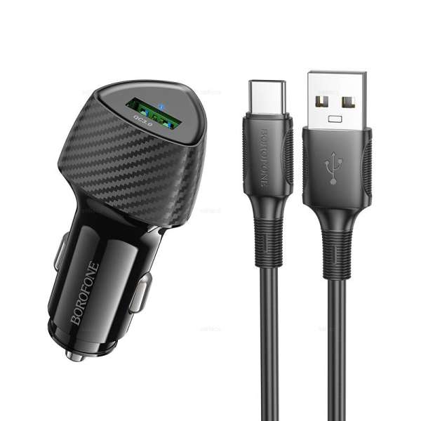 Автомобильное зарядное устройство Borofone BZ31 Solid + кабель Type-C 12/24В 1хUSB, Выходной ток: US